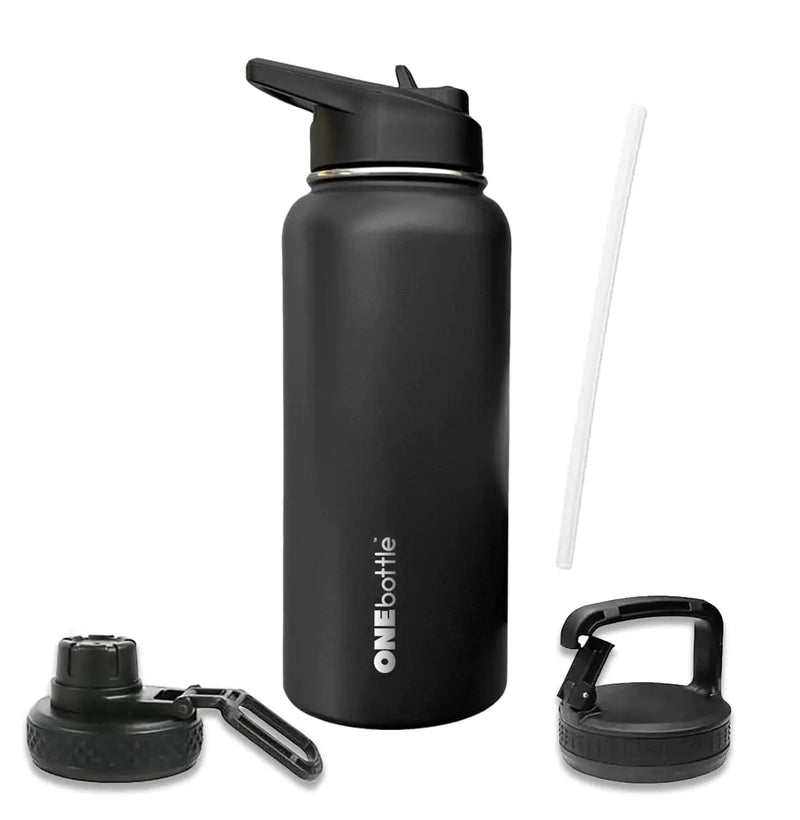 Triple-Lid Insulated Metal Water Bottle - 32 oz