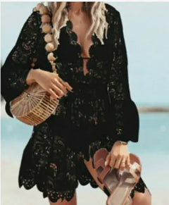 Boho Lace Maxi Beach Cover-Up