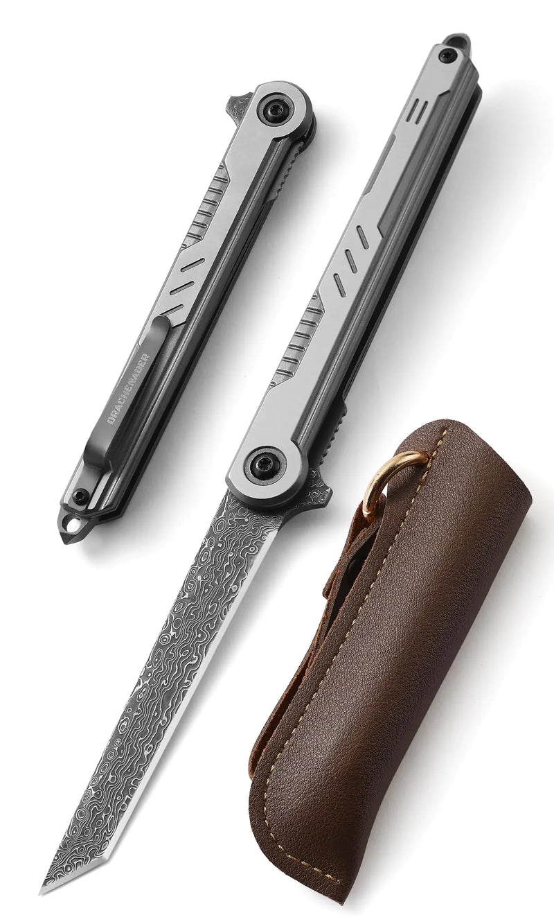 DRACHENADER Tanto EDC Damascus Knife