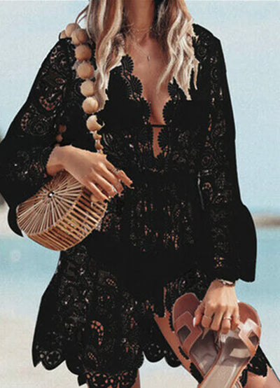 Boho Lace Maxi Beach Cover-Up