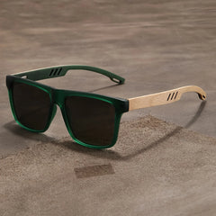 Retro Walnut Ultra-Light Square Polarized Sun Glasses