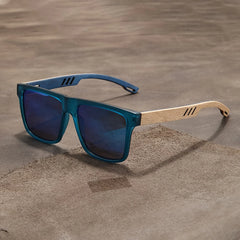 Retro Walnut Ultra-Light Square Polarized Sun Glasses