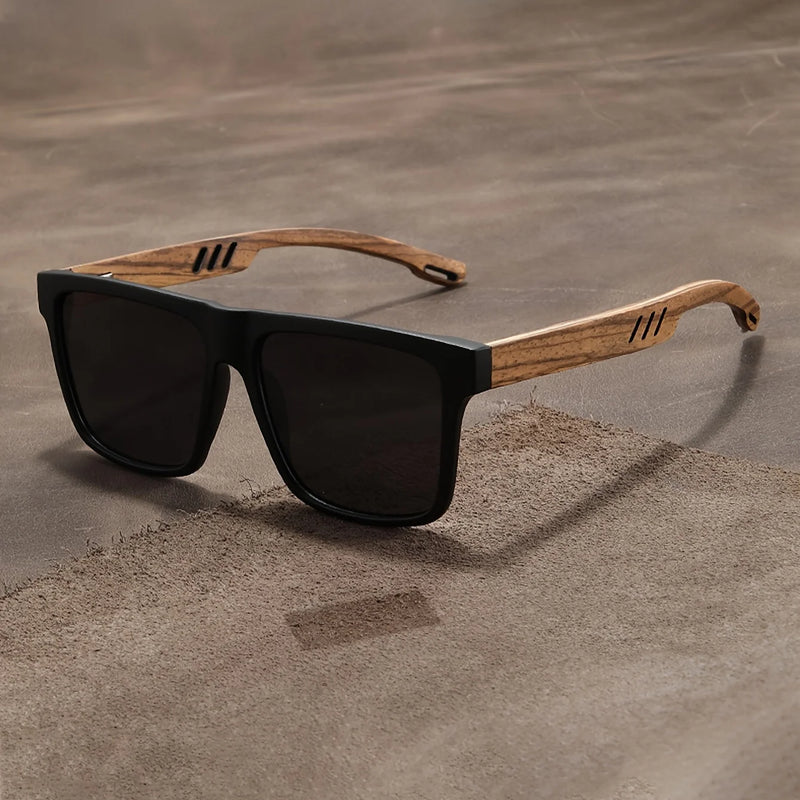 Retro Walnut Ultra-Light Square Polarized Sun Glasses