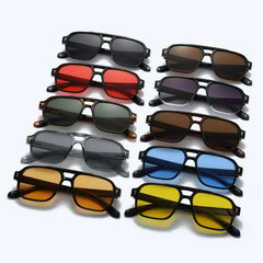 New Retro Double Bridge Square Sunglasses