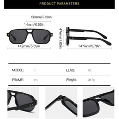 New Retro Double Bridge Square Sunglasses