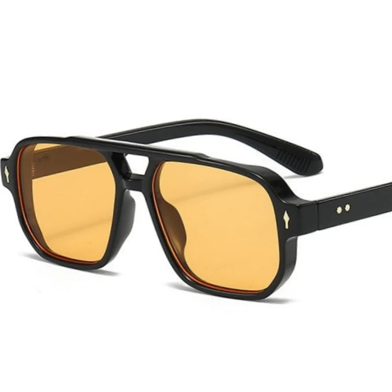 New Retro Double Bridge Square Sunglasses