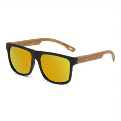 Retro Walnut Ultra-Light Square Polarized Sun Glasses