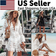 Boho Lace Maxi Beach Cover-Up