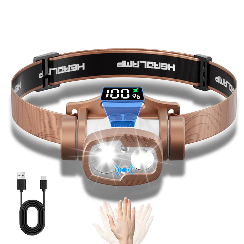Ultralight Rechargeable Headlamp with HD Display