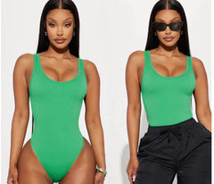 Green Backless One-Piece Swimsuit