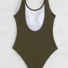 Green Backless One-Piece Swimsuit